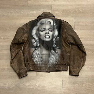 Vintage 90s Marilynn Monroe Venice Beach Airbrush Art Custom Leather Jacket